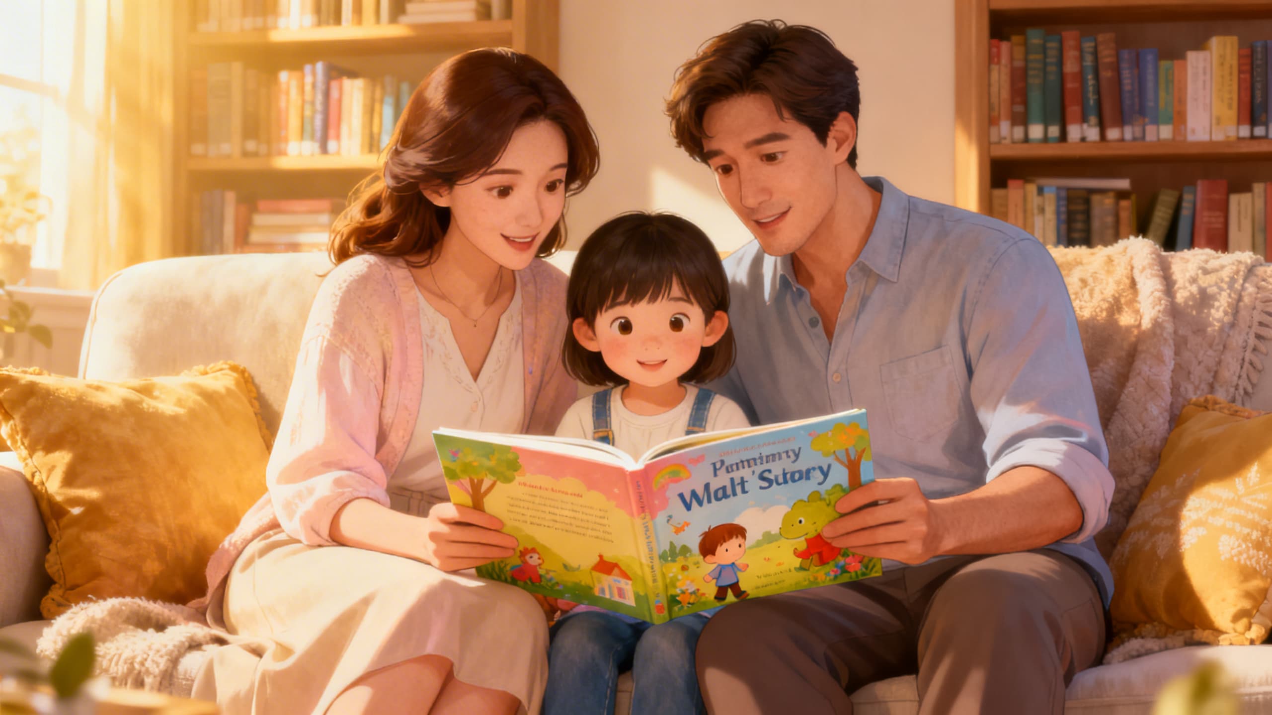 Family reading together