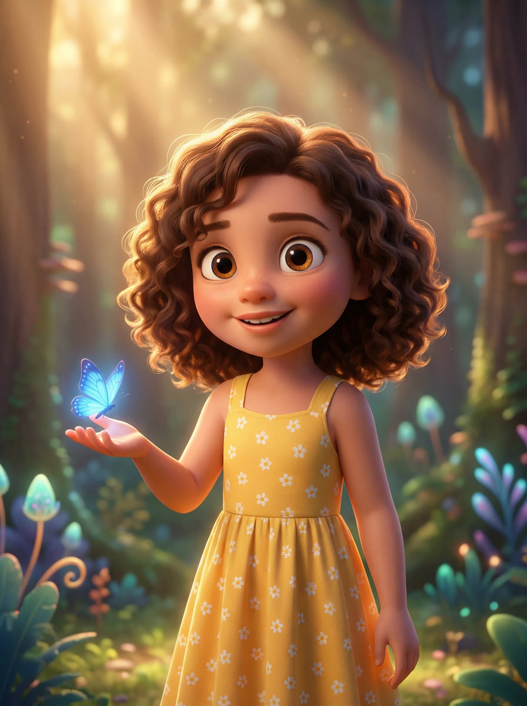 La misma nena ilustrada en estilo Pixar