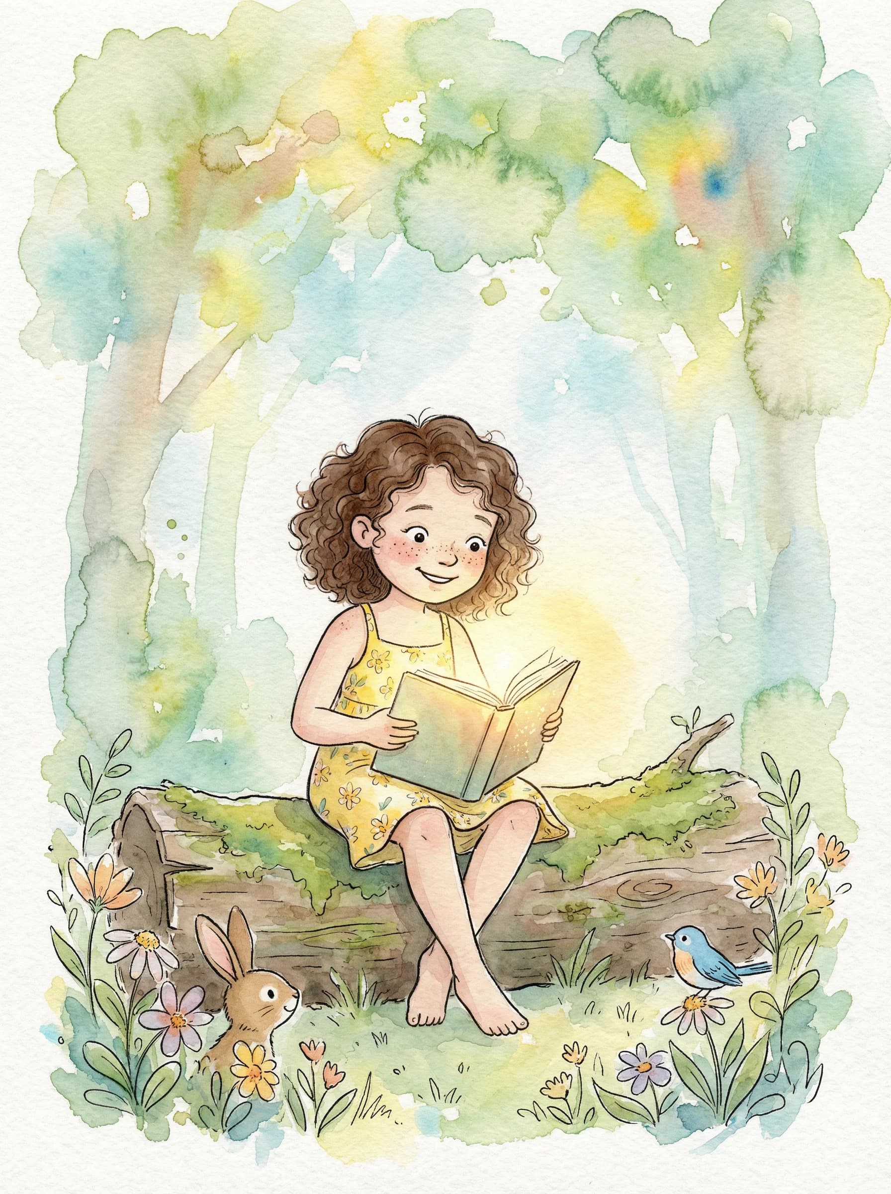 Personaje ilustrado en acuarela